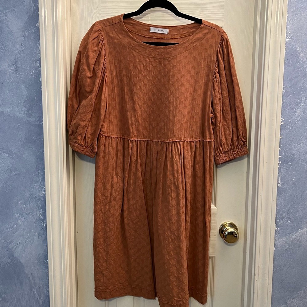 Lizard Thicket Baby Doll Dress in Burnt Orange, Size S